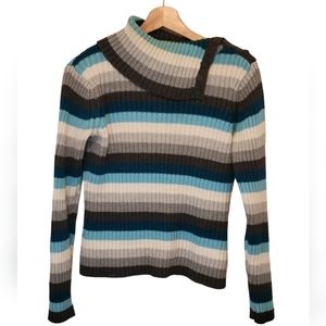 St. John's Bay Women's Striped Cowl Neck Sweater Size Small